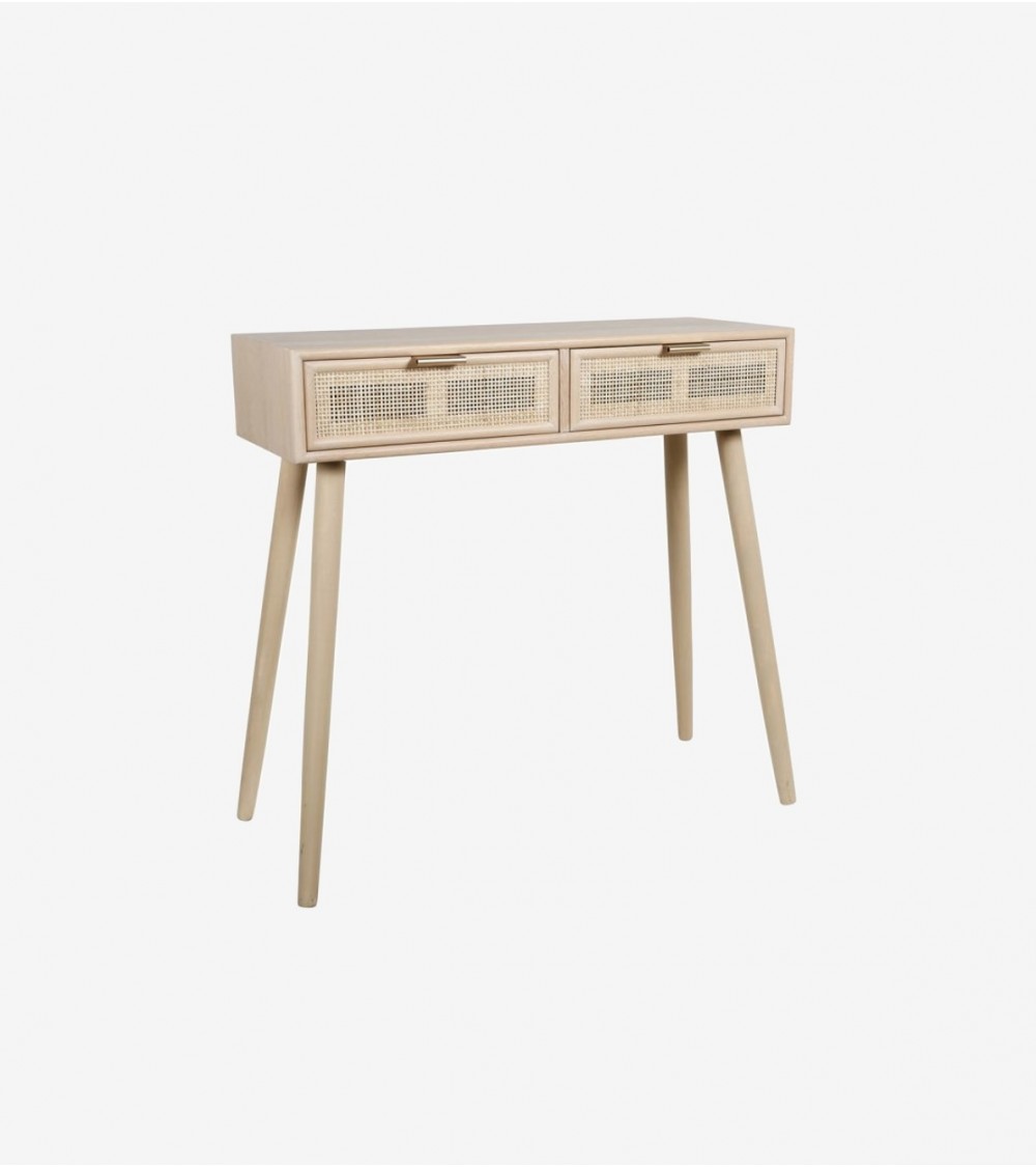 Console Avec 2 Tiroirs En Bois Et Rotin Ameublea fr Console Avec 2 Tiroirs En Bois Et Rotin Ameublea fr