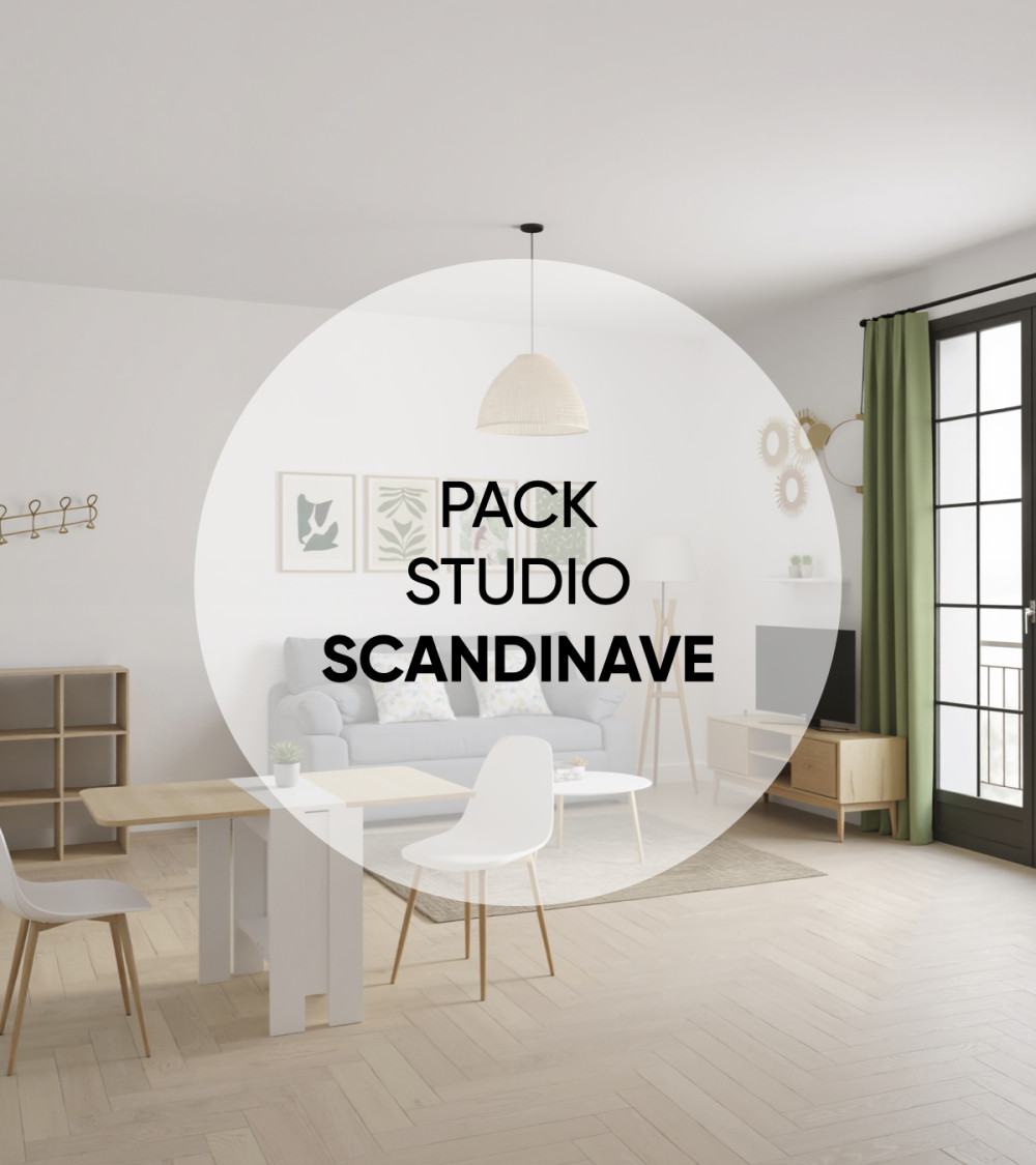 Pack de meuble studio scandinave avec mobilier complet design nordique
