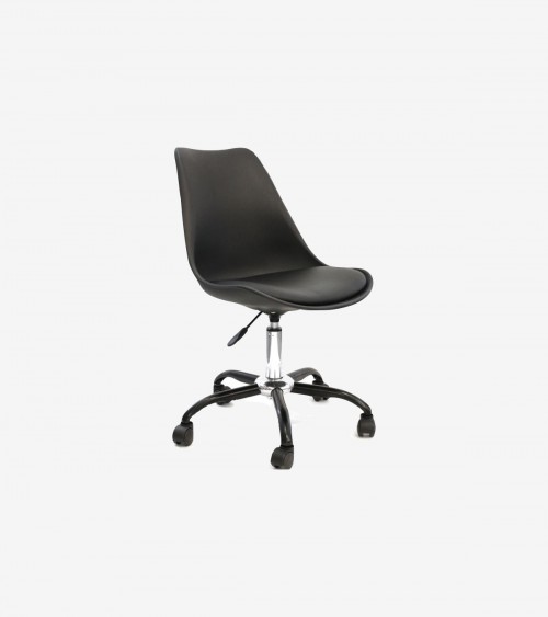 Fauteuil de bureau confort noir et blanc sur roulettes Salomé