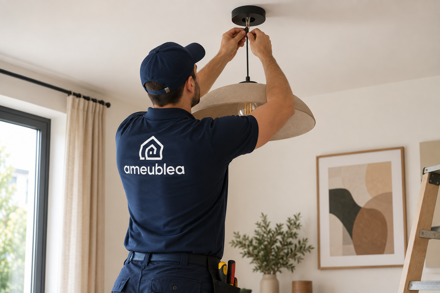 Installation d'un luminaire par Ameublea