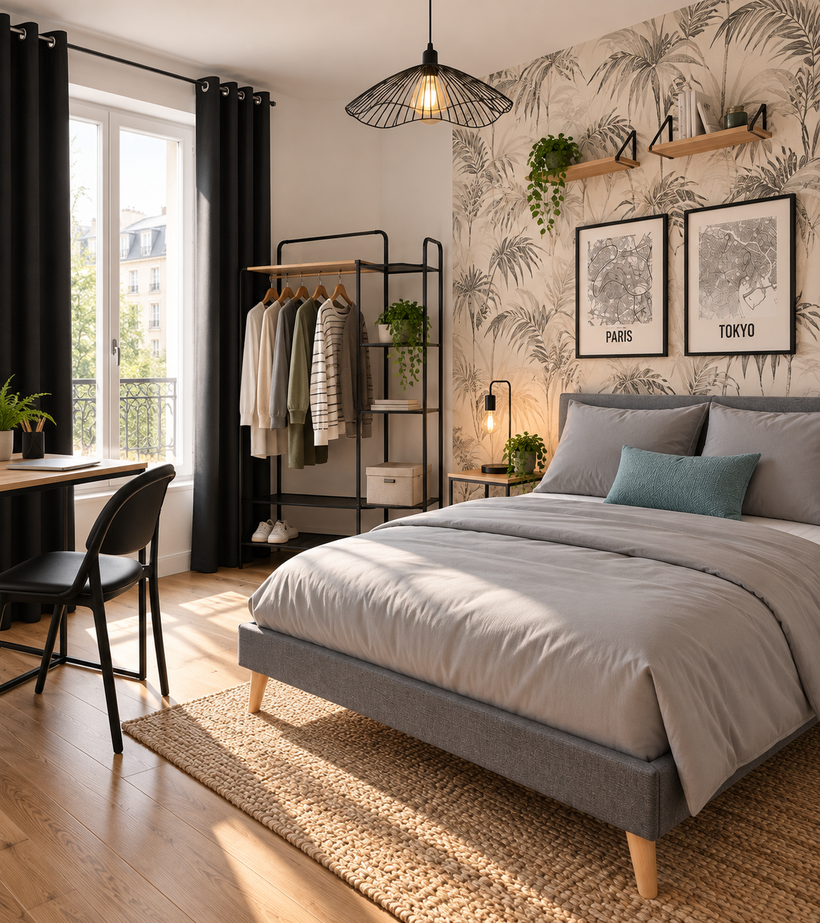 Pack meuble T3 clé en main : séjour meublé d'un appartement 3 pièces en location meublée ou colocation